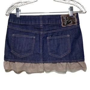 Bershka Denim Collection Ruffled Mini Skirt Size 2  Dark Blue